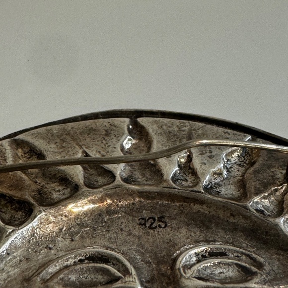 Vintage Sterling Silver Brooch Pin Large Rising Sun 925 - Picture 7 of 12